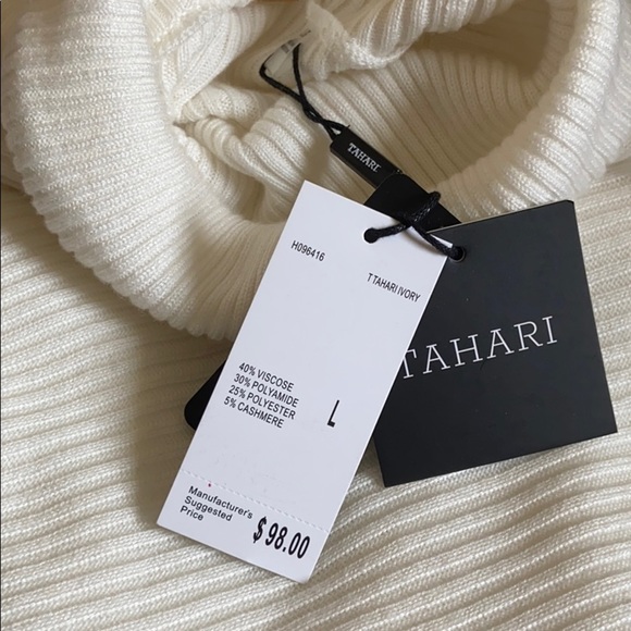 NWT Tahari Cashmere Blend Ribbed Turtleneck Swtr - Picture 5 of 7